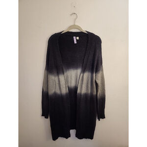 Alya Black And Grey Ombre Long Cardigan Size M